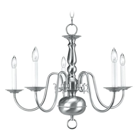 Livex Lighting Williamsburgh 5 Light Brushed Nickel Cha 5005-91